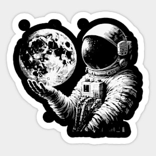 Vintage Astronaut Outer Space Science Moon Retro Space Sticker
